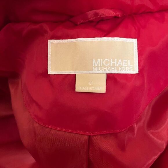 Michael Kors Down Water Fowl Feathers Chevron Quilted Puffer Hooded Parka Coat - Picture 13 of 15